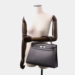 مملوكة مسبقًا Hermes Kelly Sellier Graphite Courchevel Size 32