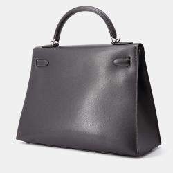 مملوكة مسبقًا Hermes Kelly Sellier Graphite Courchevel Size 32