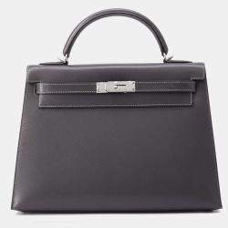 مملوكة مسبقًا Hermes Kelly Sellier Graphite Courchevel Size 32