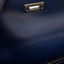 Pre Owned Hermes Kelly Sellier Blue Abysse Tadelakt Leather Size 25