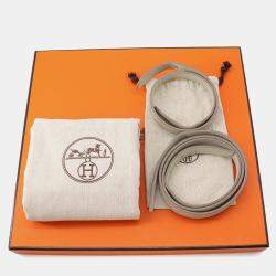 Pre Owned Hermes Masai Cut Pearl Grey Swift Leather Size 32