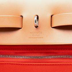 مملوكة مسبقًا Hermes Brown Orange Toile Herbag Zip 31