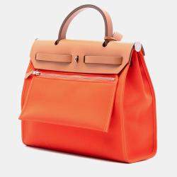مملوكة مسبقًا Hermes Brown Orange Toile Herbag Zip 31