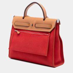 Pre Owned حقيبة هيرمس هيباغ بني أحمر زيپ 31