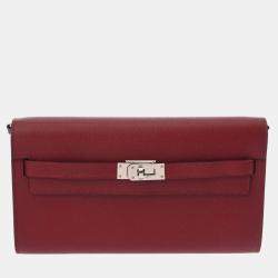 مملوكة مسبقًا Hermes Kelly Wallet To-Go Rouge Grenat Epsom Leather Long Wallet