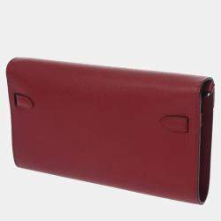 مملوكة مسبقًا Hermes Kelly Wallet To-Go Rouge Grenat Epsom Leather Long Wallet
