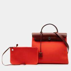 مملوكة مسبقًا Hermes Orange Red Toile Herbag Zip 31