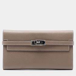 Pre Owned Hermes Brown Epsom Kelly Longue Wallet