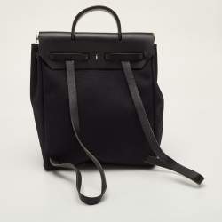 Pre Owned Hermes Herbag Black Toile Canvas and Vache Hunter 2-in-1 Backpack