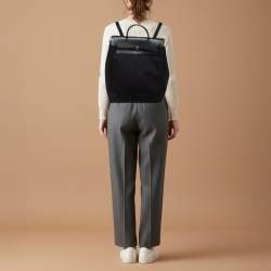 Pre Owned Hermes Herbag Black Toile Canvas and Vache Hunter 2-in-1 Backpack