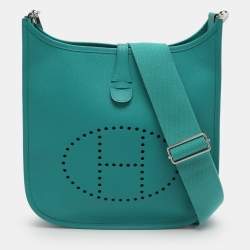Pre Owned Hermes Evelyne 29 III PM Malachite Epsom Leather Bag