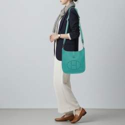 Pre Owned Hermes Evelyne 29 III PM Malachite Epsom Leather Bag