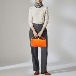 Pre Owned Hermès Bride-a-Brac Large Orange Feu Canvas Pouch