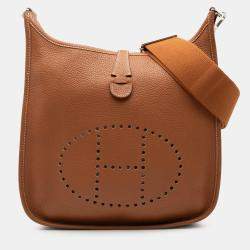 Pre Owned Hermes Brown Clemence Evelyne III PM