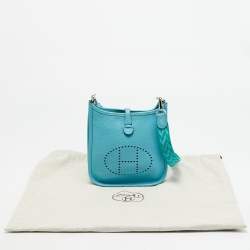 Pre Owned Hermes Evelyne Amazone TPM Bleu du Nord/Vert Verone Taurillon Clemence Leather Crossbody Bag