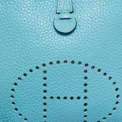 Pre Owned Hermes Evelyne Amazone TPM Bleu du Nord/Vert Verone Taurillon Clemence Leather Crossbody Bag