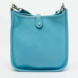 Pre Owned Hermes Evelyne Amazone TPM Bleu du Nord/Vert Verone Taurillon Clemence Leather Crossbody Bag