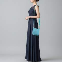 Pre Owned Hermes Evelyne Amazone TPM Bleu du Nord/Vert Verone Taurillon Clemence Leather Crossbody Bag