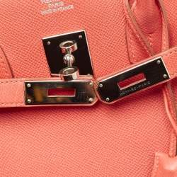 مملوكة مسبقًا Hermes Birkin 35 Palladium Finish Rose Jaipur Epsom Leather Tote
