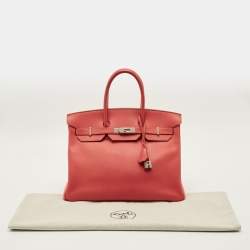 مملوكة مسبقًا Hermes Birkin 35 Palladium Finish Rose Jaipur Epsom Leather Tote