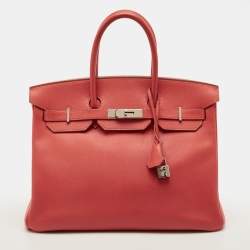 مملوكة مسبقًا Hermes Birkin 35 Palladium Finish Rose Jaipur Epsom Leather Tote