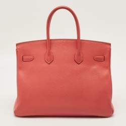 مملوكة مسبقًا Hermes Birkin 35 Palladium Finish Rose Jaipur Epsom Leather Tote