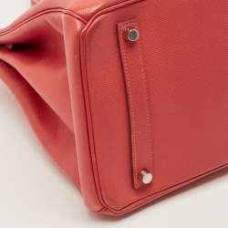 مملوكة مسبقًا Hermes Birkin 35 Palladium Finish Rose Jaipur Epsom Leather Tote