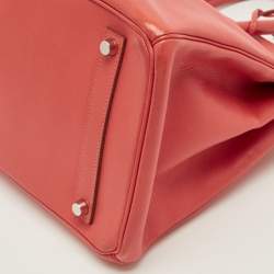 مملوكة مسبقًا Hermes Birkin 35 Palladium Finish Rose Jaipur Epsom Leather Tote