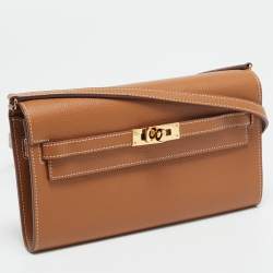 Pre Owned محفظة هيرمس كيلي تو جو جلد إبسوم ذهبي