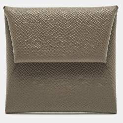 Pre Owned Hermes Bastia Etoupe Epsom Leather Change Purse