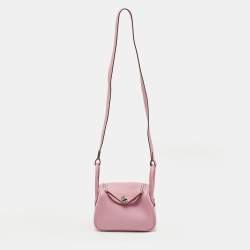 Pre Owned Hermès Lindy Mini Palladium Finish Mauve Sylvestre Taurillon Clemence Leather Shoulder Bag