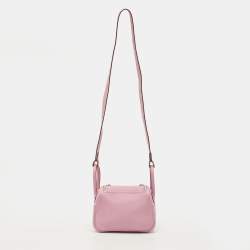 Pre Owned Hermès Lindy Mini Palladium Finish Mauve Sylvestre Taurillon Clemence Leather Shoulder Bag