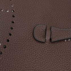 مملوكة مسبقًا Hermes Chocolat Togo Evelyne 3 29 PM Shoulder Bag