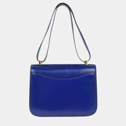 Pre Owned Hermes Blue Saphir Box Calf Constance 23 Shoulder Bag