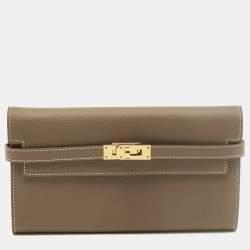 مملوكة مسبقًا Hermes Kelly Longue Etoupe Epsom Leather Continental Wallet