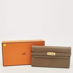 مملوكة مسبقًا Hermes Kelly Longue Etoupe Epsom Leather Continental Wallet