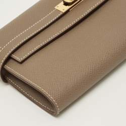 مملوكة مسبقًا Hermes Kelly Longue Etoupe Epsom Leather Continental Wallet