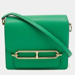 Pre Owned Hermes Roulis Mini Menthe Evercolor Leather Crossbody Bag