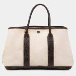 Pre Owned حقيبة هيرمس "حفلة الحديقة 30" من القماش البني والنيغوندا