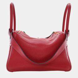 Pre Owned Hermes Red Clemence Lindy 26