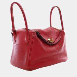 Pre Owned Hermes Red Clemence Lindy 26