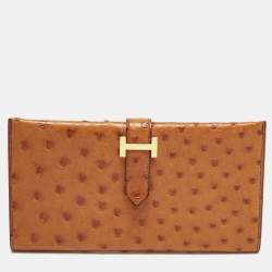 مملوكة مسبقًا Hermes Bearn Natural Sable Ostrich Continental Wallet