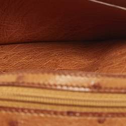 Pre Owned Hermes Bearn Gusset Natural Sable Ostrich Continental Wallet