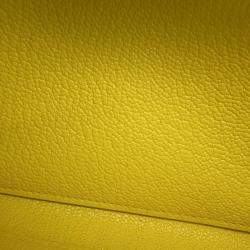 Pre Owned Hermes Kelly Wallet Long To-Go Shoulder Bag Lime Chevre Mysore