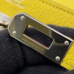 Pre Owned Hermes Kelly Wallet Long To-Go Shoulder Bag Lime Chevre Mysore