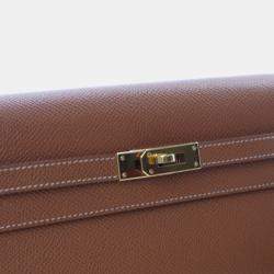 Pre Owned Hermes Brown Epsom Kelly To Go Wallet