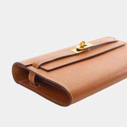 Pre Owned Hermes Brown Epsom Kelly To Go Wallet