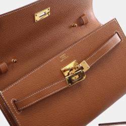 Pre Owned Hermes Brown Epsom Kelly To Go Wallet