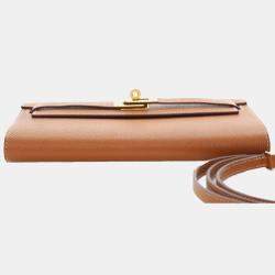 Pre Owned Hermes Brown Epsom Kelly To Go Wallet