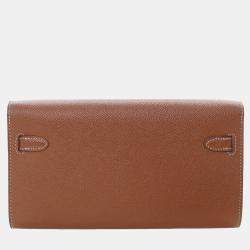Pre Owned Hermes Brown Epsom Kelly To Go Wallet